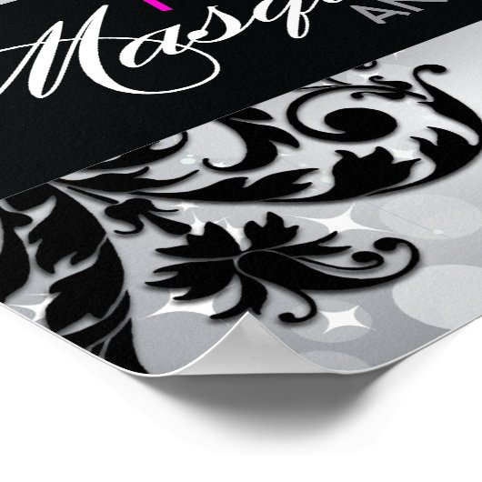 Hot-roze, Silver en Black Masquerade Ball Poster (Hoek)