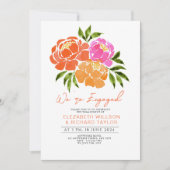 Hot Roze Sinaasappel Bloemen Engagement Party Kaart (Voorkant)