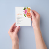 Hot Roze Sinaasappel Bloemen Wedding Menu (Hand)