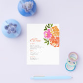 Hot Roze Sinaasappel Bloemen Wedding Menu (Enkel)