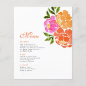 Hot Roze Sinaasappel Bloemen Wedding Menu (Voorkant)