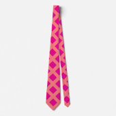 Hot Roze Sinaasappel Checker Patterns Boho Kleurri Stropdas (Voorkant)