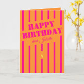 Hot roze sinaasappel Happy Birthday wenskaart Kaart (Gele Bloem)