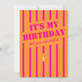 Hot roze sinaasappel verjaardagsfeestje Uitnodigin Kaart (Voorkant)