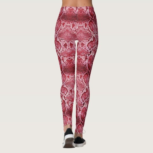 Hot-roze slangen leggings (Achterkant)
