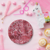 Hot-roze slangen papieren bordje (Feest)