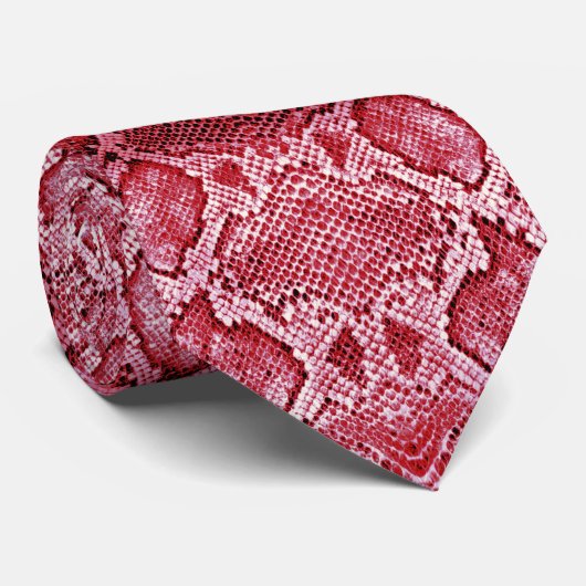 Hot-roze slangen stropdas (Opgerold)