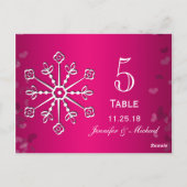Hot Roze Sneeuwvlok Trouwtafel Aantal Kaarten (Achterkant)
