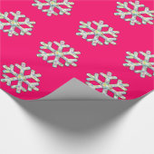 Hot-roze Snowflake Roze Kerstmis Cadeaupapier (Hoek)