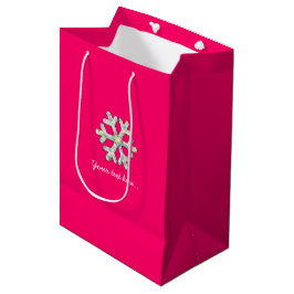 Hot-roze Snowflake Roze Kerstmis Medium Cadeauzakje