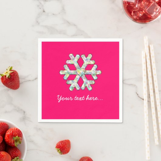 Hot-roze Snowflake Roze Kerstmis Servetten (Insitu)