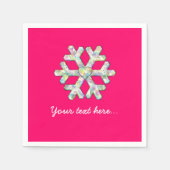 Hot-roze Snowflake Roze Kerstmis Servetten (Voorkant)