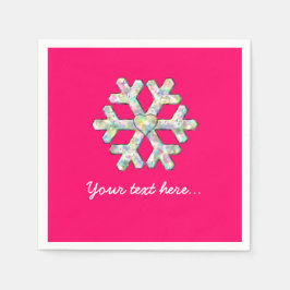 Hot-roze Snowflake Roze Kerstmis Servetten
