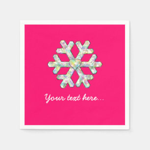 Hot-roze Snowflake Roze Kerstmis Servetten