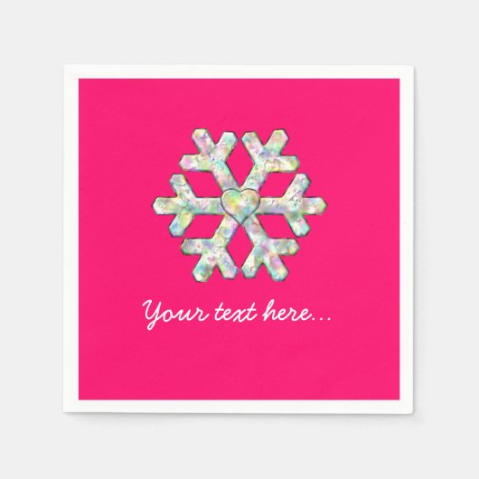 Hot-roze Snowflake Roze Kerstmis Servetten (Voorkant)