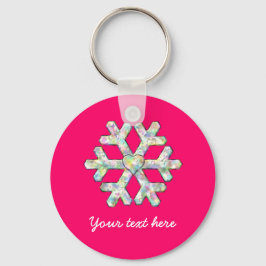 Hot-roze Snowflake Roze Kerstmis Sleutelhanger