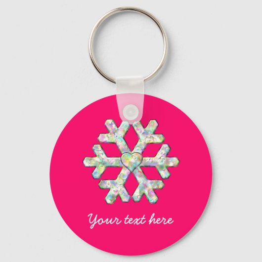 Hot-roze Snowflake Roze Kerstmis Sleutelhanger (Voorkant)