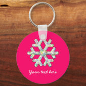 Hot-roze Snowflake Roze Kerstmis Sleutelhanger (Voorkant)