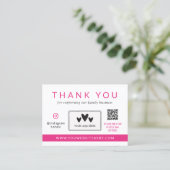 Hot-roze sociale media Logo QR-code Hartelijk dank Klantenkaartje (Staand voorkant)