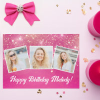 Hot Roze Sparkle Foto Collage Meisjes Verjaardag