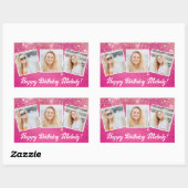 Hot Roze Sparkle Foto Collage Meisjes Verjaardag Rechthoekige Sticker (Vel)