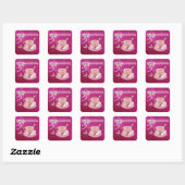 Hot-roze Sparkle Tea Party Custom Square Stickers (Vel)