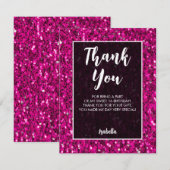Hot-roze sparkles glitter Sweet 16 elegant script Bedankkaart (Voorkant / Achterkant)
