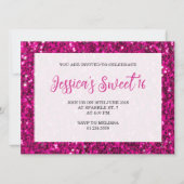 Hot-roze sparkles glitter Sweet 16 elegant script Kaart (Voorkant)