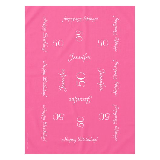 Hot-roze, speciaal aangepast 50e verjaardag, tafel tafelkleed (Voorkant)