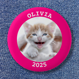 Hot-roze, speciaal aangepast rond foto-Lijst Ronde Button 5,7 Cm