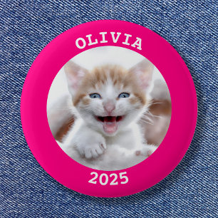 Hot-roze, speciaal aangepast rond foto-Lijst Ronde Button 5,7 Cm