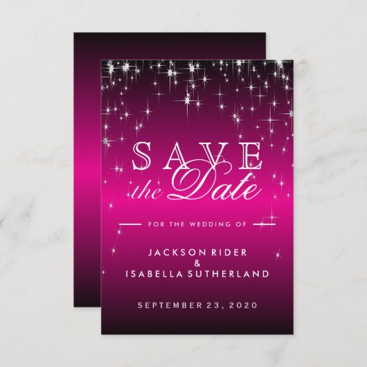 Hot-roze Star-lampjes - Sla de datum op Save The Date (Voorkant / Achterkant)