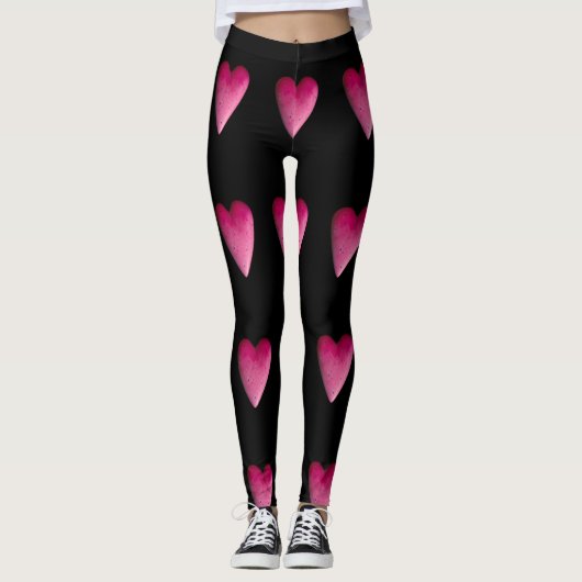 Hot-roze steenharten leggings (Voorkant)