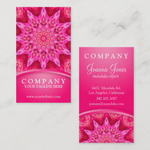 Hot roze ster bloem mandala visitekaartje