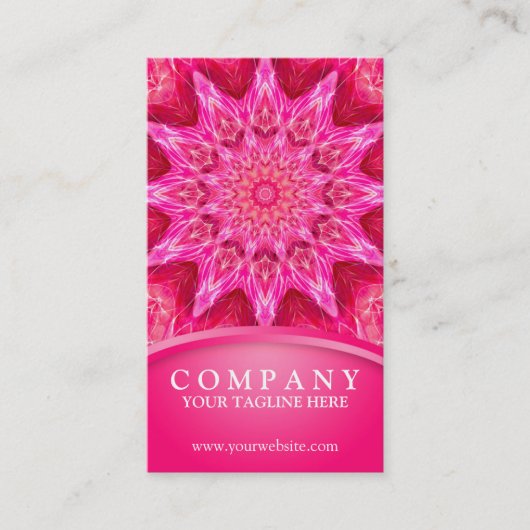 Hot roze ster bloem mandala visitekaartje (Voorkant)