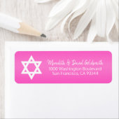 Hot roze ster van David Bat Mitzvah retouradres Etiket (Insitu)