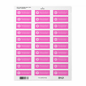 Hot roze ster van David Bat Mitzvah retouradres Etiket (Full Sheet)
