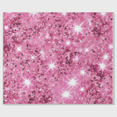 Hot roze sterren glitter cadeaupapier (Vlak)