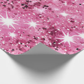 Hot roze sterren glitter cadeaupapier (Hoek)