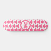 Hot-roze sterrenpatroon en monogram | Meisjes Skateboard (Horizontaal)