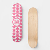 Hot-roze sterrenpatroon en monogram | Meisjes Skateboard (Voorkant)