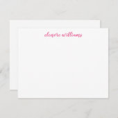 Hot-roze, stijlvol, modern, elegant grafisch scrip notitiekaartje (Voorkant / Achterkant)