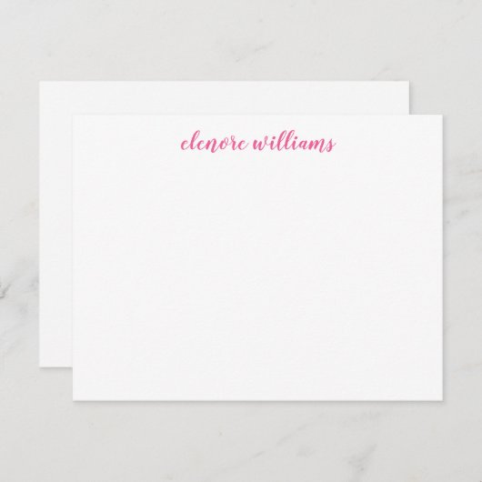 Hot-roze, stijlvol, modern, elegant grafisch scrip notitiekaartje (Voorkant / Achterkant)