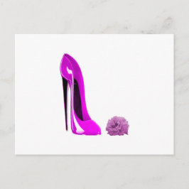 Hot-roze Stiletto-schoen en Roos Briefkaart