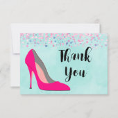 Hot Roze Stiletto Schoen en Roze Confetti Bedankt (Voorkant)