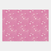 Hot-roze stippen, sterren en gips inpakpapier vel (Voorkant)
