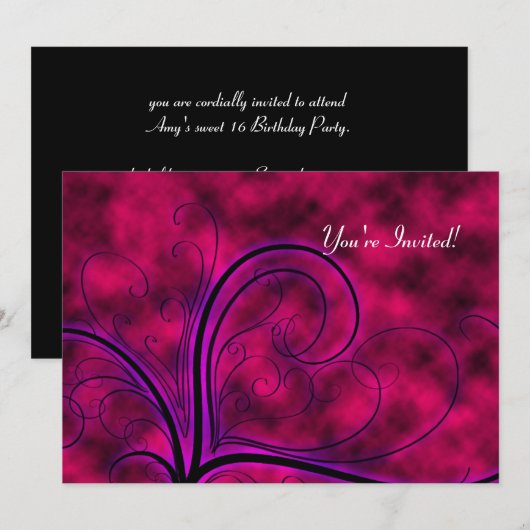 Hot-roze Storm Gothic Sweet 16 Uitnodiging (Voorkant / Achterkant)