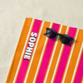 Hot roze strepen Preppy esthetische strandlaken (In situ)