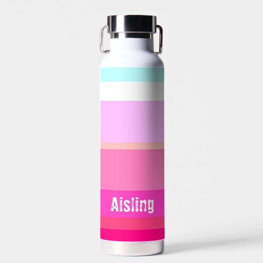 Hot-roze stripes, aangepast waterfles (Voorkant)