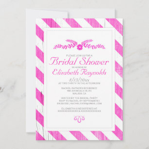 Hot-roze stripes Bridal Shower-uitnodigingen Kaart